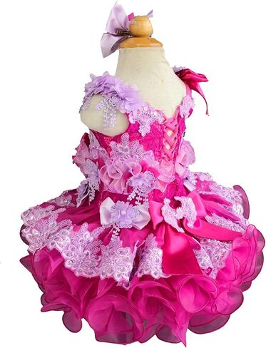 فستان G218D للرضع والأطفال حديثي الولادة لحفلات أعياد الميلاد للفتيات الصغيرات فوشيا أرجواني (as1، العمر، 18_شهرًا، 24_شهرًا) in Kuwait