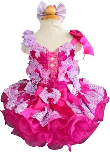 فستان G218D للرضع والأطفال حديثي الولادة لحفلات أعياد الميلاد للفتيات الصغيرات فوشيا أرجواني (as1، العمر، 18_شهرًا، 24_شهرًا) in Kuwait