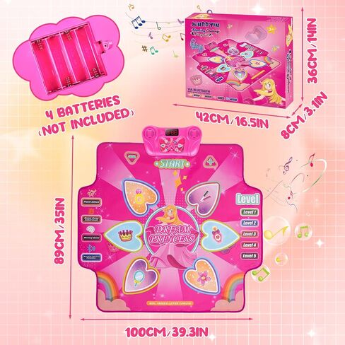 Dance Mat, Dance Mixer Rhythm Step Play Mat for 3-12 Year Old Girls, Electronic Dance Game Toy with Light-up 6-Button and Wireless Bluetooth, Music Dance Pad for Kids Birthday Gifts Toy in Saudi Arabia