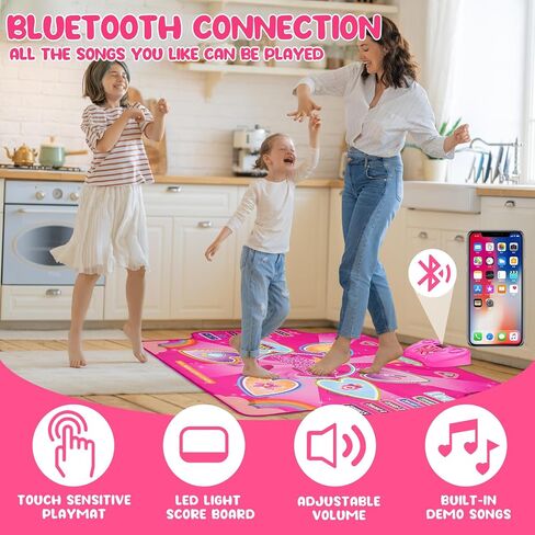 Dance Mat, Dance Mixer Rhythm Step Play Mat for 3-12 Year Old Girls, Electronic Dance Game Toy with Light-up 6-Button and Wireless Bluetooth, Music Dance Pad for Kids Birthday Gifts Toy in Saudi Arabia