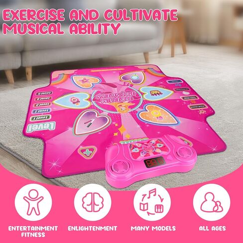 Dance Mat, Dance Mixer Rhythm Step Play Mat for 3-12 Year Old Girls, Electronic Dance Game Toy with Light-up 6-Button and Wireless Bluetooth, Music Dance Pad for Kids Birthday Gifts Toy in Saudi Arabia