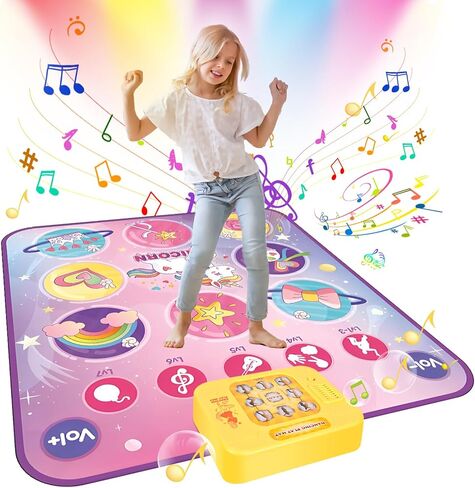 Dance Mat, Dance Mixer Rhythm Step Play Mat for 3-12 Year Old Girls, Electronic Dance Game Toy with Light-up 6-Button and Wireless Bluetooth, Music Dance Pad for Kids Birthday Gifts Toy in Saudi Arabia