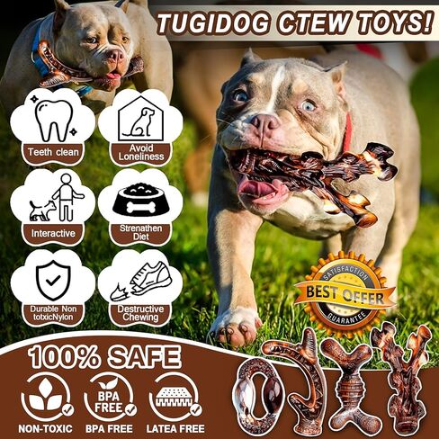 4 عبوات من ألعاب مضغ الكلاب للمضغ العدواني، ألعاب الكلاب غير القابلة للتدمير للسلالات الكبيرة والمتوسطة والصغيرة، مضغ الكلاب المتين بنكهة لحم الخنزير المقدد، عظام الكلاب القوية من النايلون لألعاب تنظيف الأسنان in Kuwait