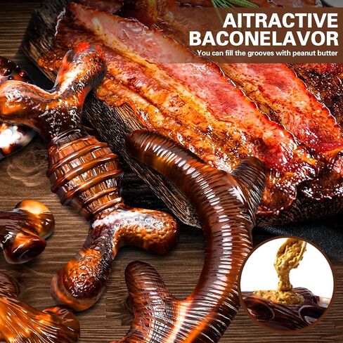 4 عبوات من ألعاب مضغ الكلاب للمضغ العدواني، ألعاب الكلاب غير القابلة للتدمير للسلالات الكبيرة والمتوسطة والصغيرة، مضغ الكلاب المتين بنكهة لحم الخنزير المقدد، عظام الكلاب القوية من النايلون لألعاب تنظيف الأسنان in Kuwait