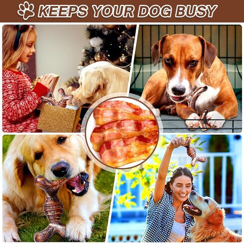 4 عبوات من ألعاب مضغ الكلاب للمضغ العدواني، ألعاب الكلاب غير القابلة للتدمير للسلالات الكبيرة والمتوسطة والصغيرة، مضغ الكلاب المتين بنكهة لحم الخنزير المقدد، عظام الكلاب القوية من النايلون لألعاب تنظيف الأسنان in Kuwait