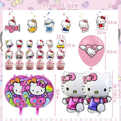 Cat Birthday Party Supplies, Kawaii Party Decorations includes Backdrop, Birthday Banner, Stickers, Tablecloth, Hanging Swirls, Balloons for Kids Kawaii Theme Party in Saudi Arabia