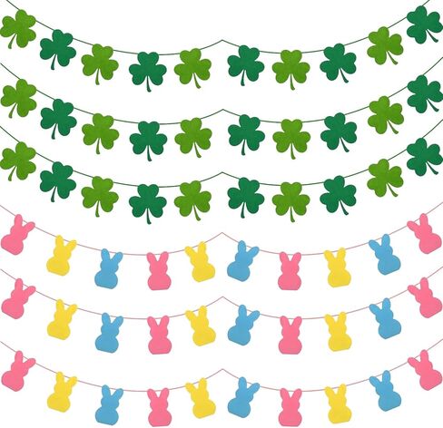 لافتة ديكورات عيد الفصح من Vnysh ST Patricks لافتة ديكور على شكل أرنب عيد الفصح 6 قطع لافتة إكليل من اللباد على شكل أرنب عيد الفصح - بدون تصميم يدوي للمنزل، والمدفأة، والجدار، والمكتب in Kuwait