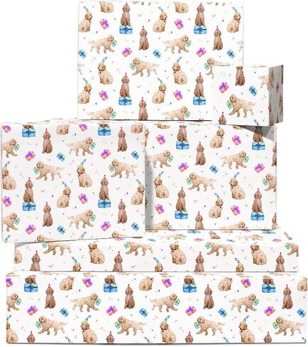 CENTRAL 23 Birthday Gift Wrap - Dog Wrapping Paper - 6 Sheets Funny Gift Wrap For Men And Women - Cockapoo Birthday Party - For Fur Mom Or Dog Dad - Vegan Ink - Comes With Cute Stickers in Saudi Arabia