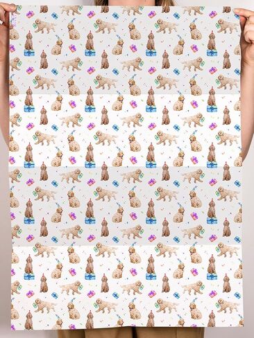 CENTRAL 23 Birthday Gift Wrap - Dog Wrapping Paper - 6 Sheets Funny Gift Wrap For Men And Women - Cockapoo Birthday Party - For Fur Mom Or Dog Dad - Vegan Ink - Comes With Cute Stickers in Saudi Arabia