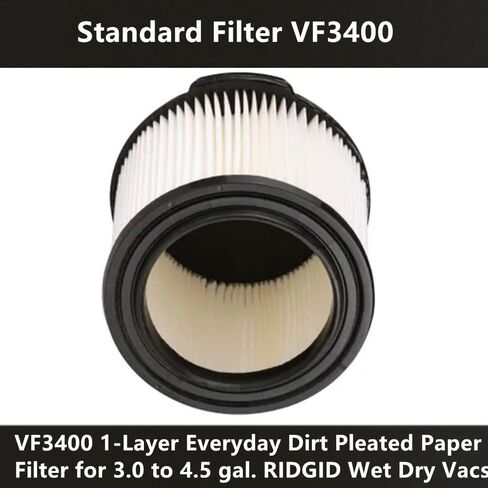 عبوة واحدة من فلتر HEPA الورقي المطوي القياسي من yamoutai VF3400 ذو طبقة واحدة متوافق مع مكانس متجر RID GID الرطبة/الجافة من 3 إلى 4.5 جالون in Saudi Arabia