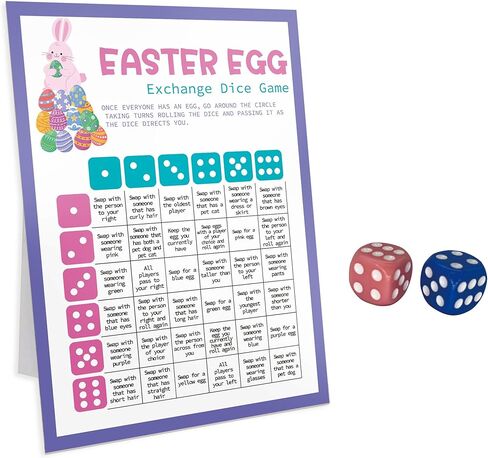 لعبة النرد لتبادل بيض عيد الفصح، لعبة مجموعة عيد الفصح، لعبة حفلة عيد الفصح، ألعاب عيد الفصح الممتعة، لعبة تمرير بيضة عيد الفصح، لعبة مبادلة بيض عيد الفصح -CD02 in Kuwait