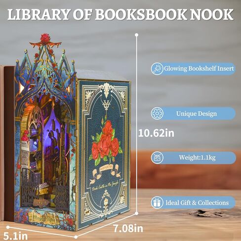 مجموعة زوايا الكتب التي يمكنك صنعها بنفسك، مجموعة منزل مصغر زاوية كتاب خشبية ثلاثية الأبعاد مع مصباح LED، كتاب تزيين رف الكتب الإبداعي لبيت الدمى المصغر، نموذج منزل صغير للبالغين للبناء in Saudi Arabia