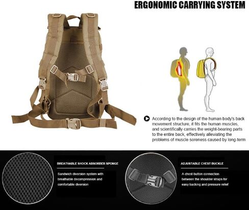 Miramrax Small Tactical Backpack Military Daypack - 30L Backpack for Men Molle Assault Pack Bug Out Bag for Hiking Camping (Grey) in Kuwait