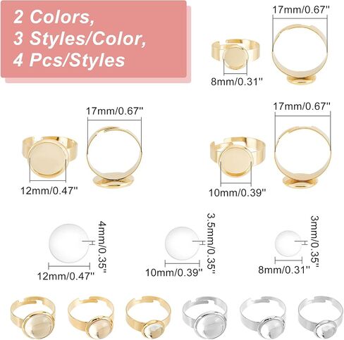 DICOSMETIC 24Pcs 2 Styles Adjustable Ring Base Oval Base Rings Blank Finger Rings Cabochon Base Bezel for Ring Blanks Stainless Steel Pad Ring Base Jewelry Findings for DIY Rings in Saudi Arabia