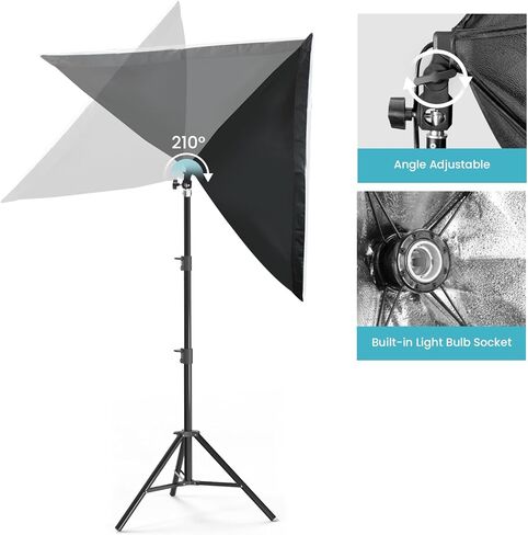LimoStudio *ترقية* [2-Pack] 85W LED Bulb 20 "x30" Softbox Lighting Kit لعاكس ضوء استوديو الصور، ناشر شبكة بيضاء، التحكم في درجة حرارة اللون والسطوع مع جهاز التحكم عن بعد، AGG3367 in Kuwait