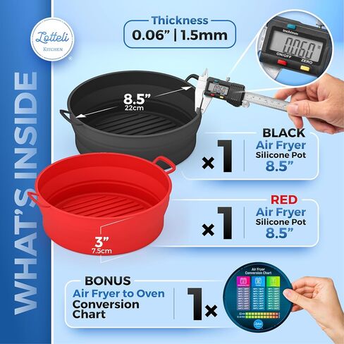 2 Pack Air Fryer Silicone Liners Pot - Reusable Air Fryer Silicone Basket Bowl for 3 to 5 qt - Airfryer Silicone Liner Replacement - Red & Blue in Saudi Arabia