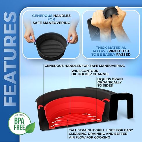 2 Pack Air Fryer Silicone Liners Pot - Reusable Air Fryer Silicone Basket Bowl for 3 to 5 qt - Airfryer Silicone Liner Replacement - Red & Blue in Saudi Arabia