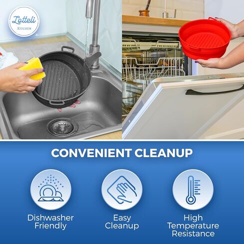 2 Pack Air Fryer Silicone Liners Pot - Reusable Air Fryer Silicone Basket Bowl for 3 to 5 qt - Airfryer Silicone Liner Replacement - Red & Blue in Saudi Arabia