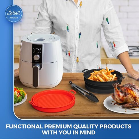 2 Pack Air Fryer Silicone Liners Pot - Reusable Air Fryer Silicone Basket Bowl for 3 to 5 qt - Airfryer Silicone Liner Replacement - Red & Blue in Saudi Arabia