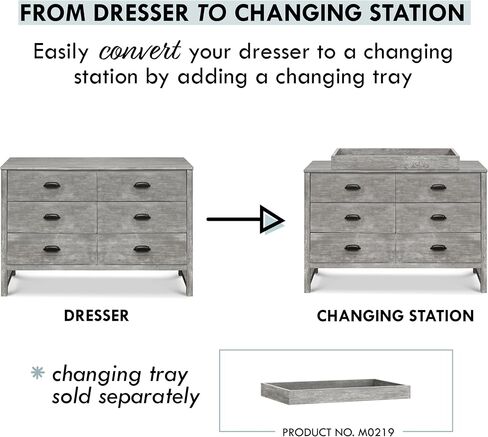 DaVinci Fairway 6-Drawer Double Dresser in Cottage Grey in Saudi Arabia