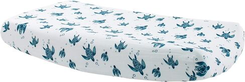 غطاء وسادة تغيير الحفاضات من الموسلين الناعم جدًا من بيبي أو لايت - مقاس مطاطي، فتحات حزام الأمان، مزيج من طبقتين من الموسلين، يناسب وسادة تغيير حفاضات الأطفال القياسية حتى مقاس 91.44 سم × 45.72 سم × 15.24 سم - مقاس واحد، السلاحف البحرية in Kuwait