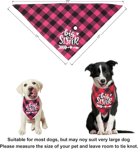 ADOGGYGO 2 Pack Big Sister Brother Dog Bandana Buffalo Plaid Triangle Dog Scarf Pregnancy Announcement Bandana for Small Medium Large Dogs Pets (Big Brother) in Saudi Arabia