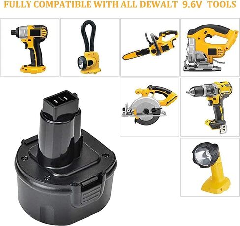 2pack 4.8ah 9.6v dw9062 استبدال البطارية لـ DeWalt 9.6V بطارية Ni-MH DW9061 DW926 DC750KA DW955K DW955 DW926K-2 DW926K DW902 DW050 DE9062 DE9061 DE9036 DW955K-2 APPECT for DEWALT 9.6VOLT in Kuwait