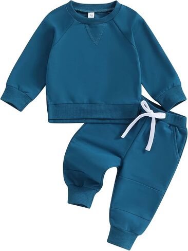 Karesoull Toddler Baby Boy Sweatsuits Fall Winter Clothes Set Long Sleeve Tracksuits Crewneck Sweatshirts & Pants Outfit in Kuwait