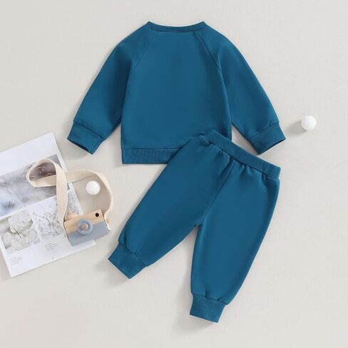 Karesoull Toddler Baby Boy Sweatsuits Fall Winter Clothes Set Long Sleeve Tracksuits Crewneck Sweatshirts & Pants Outfit in Kuwait