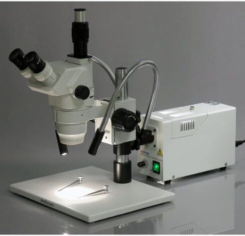 AmScope ZM-1TW3-FOD-10M مجهر تكبير ستيريو ثلاثي العينيات رقمي احترافي، عدسات EW10x وEW25x، تكبير 2X-225X، هدف تكبير 0.67X-4.5X، ضوء ألياف ضوئية مزدوج الرقبة، حامل طاولة كبير على شكل عمود، 110 فولت- 240 فولت، يشمل 0.3x و2.0 in Saudi Arabia