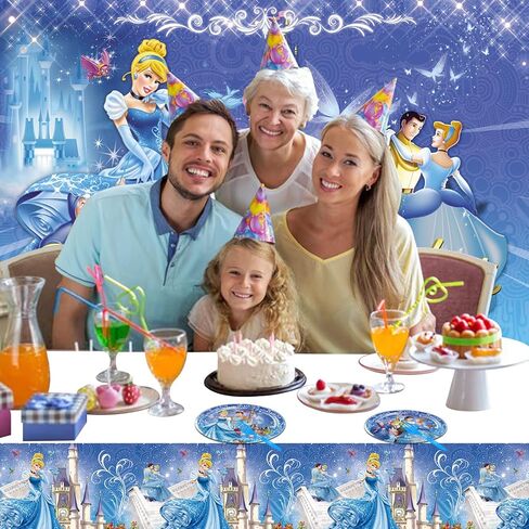 زخارف حفلات سندريلا، تتضمن خلفية حفلات سندريلا مقاس 5 × 3 أقدام، بالون من فيلم الألومنيوم، مفرش طاولة، أطباق حلوى، مناديل، أدوات مائدة، لحفلة عيد ميلاد سندريلا in Kuwait