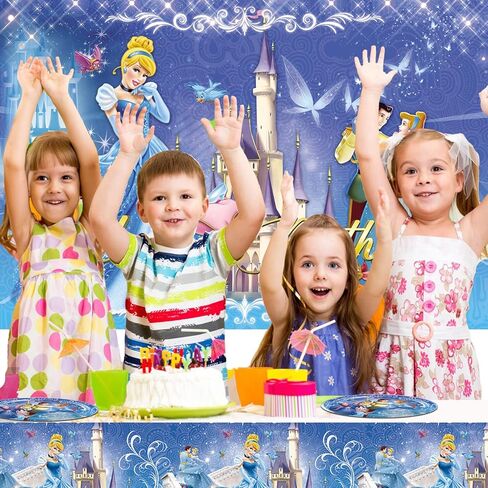 زخارف حفلات سندريلا، تتضمن خلفية حفلات سندريلا مقاس 5 × 3 أقدام، بالون من فيلم الألومنيوم، مفرش طاولة، أطباق حلوى، مناديل، أدوات مائدة، لحفلة عيد ميلاد سندريلا in Kuwait