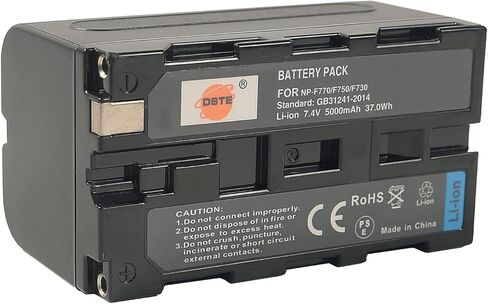 QIAOJINLIN DSTE 7.4V 5000mAh NP-F750 بطارية ليثيوم أيون قابلة لإعادة الشحن، بطارية بديلة متوافقة مع Sony NP-F550، NP-F530، NP-F570، NP-F330، NP-F790، NP-F770، NP-F730، NEX-EA50CH in Kuwait