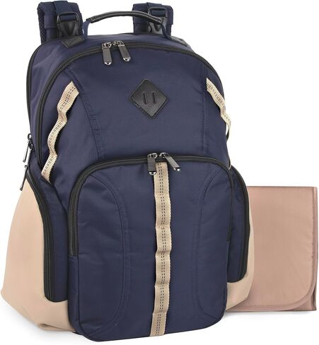 Baby Essentials Super Cooler Dual Compartment Diaper Bag Backpack with Portable Changing Pad, Stroller Straps, Insulated Bottle Compartment (Grey/Black) in Kuwait