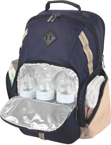 Baby Essentials Super Cooler Dual Compartment Diaper Bag Backpack with Portable Changing Pad, Stroller Straps, Insulated Bottle Compartment (Grey/Black) in Kuwait