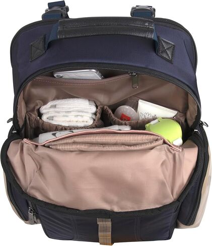 Baby Essentials Super Cooler Dual Compartment Diaper Bag Backpack with Portable Changing Pad, Stroller Straps, Insulated Bottle Compartment (Grey/Black) in Kuwait