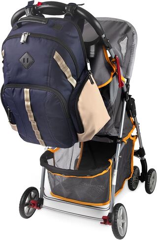 Baby Essentials Super Cooler Dual Compartment Diaper Bag Backpack with Portable Changing Pad, Stroller Straps, Insulated Bottle Compartment (Grey/Black) in Kuwait