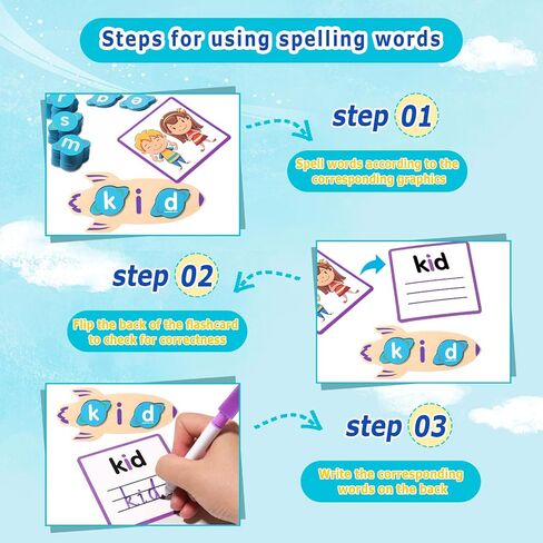 CVC Word Games 143pcs Flashcard CVC Word Reading Spelling Games Easter Basket Stuffer Montessori Educational Toy Easter Gifts for Kids 2 3 4 5+ Years Old in Saudi Arabia