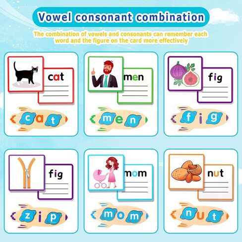 CVC Word Games 143pcs Flashcard CVC Word Reading Spelling Games Easter Basket Stuffer Montessori Educational Toy Easter Gifts for Kids 2 3 4 5+ Years Old in Saudi Arabia