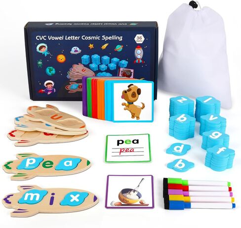 CVC Word Games 143pcs Flashcard CVC Word Reading Spelling Games Easter Basket Stuffer Montessori Educational Toy Easter Gifts for Kids 2 3 4 5+ Years Old in Saudi Arabia