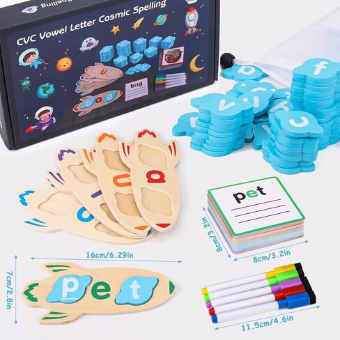 CVC Word Games 143pcs Flashcard CVC Word Reading Spelling Games Easter Basket Stuffer Montessori Educational Toy Easter Gifts for Kids 2 3 4 5+ Years Old in Saudi Arabia