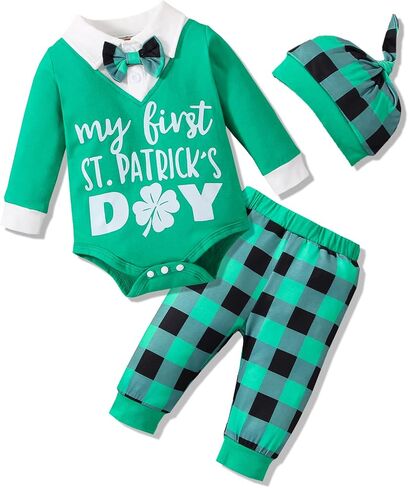 VINUOKER Baby Infant Toddler Boy First St.Patrick's Day Outfit Clover Clothes Romper Bodysuit in Saudi Arabia