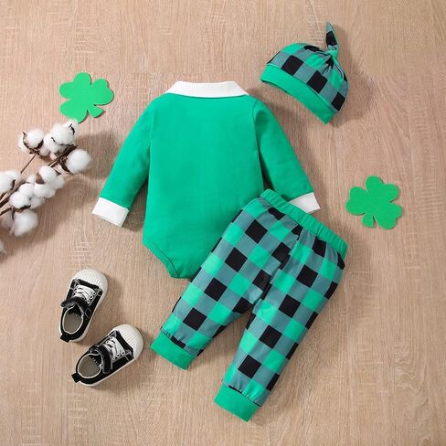 VINUOKER Baby Infant Toddler Boy First St.Patrick's Day Outfit Clover Clothes Romper Bodysuit in Saudi Arabia
