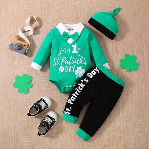 بدلة VINUOKER للأطفال الرضع والأطفال الصغار في أول عيد القديس باتريك ملابس البرسيم in Kuwait