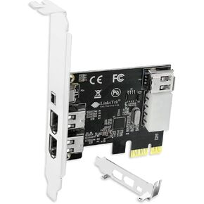LinksTek 4-Ports PCIE 1394A Firewire 400 Card for Windows OS and MAC OS PCs, TI TSB43AB23, 3X 6Pin and 1X 4Pin 1394A Interface, with 4Pin to 6Pin 1394A Cables and Low Profile Bracket (PCIE-TSB43AB23)