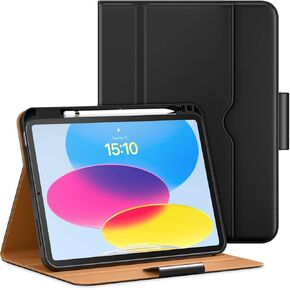 DTTO for iPad 10th Generation Case 10.9 Inch 2022 with Pencil Holder, Premium Leather Business Folio Stand Smart Cover, Auto Wake/Sleep, Magnetic Clasp, Multiple Angles, Brown