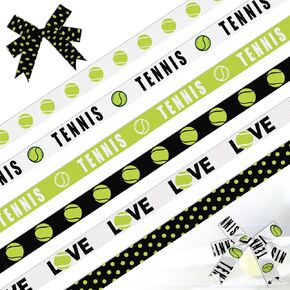 6 Rolls 18 Yards Golf Ribbons, 3/8" Green White Grosgrain Ribbons Sport Ribbons Wrapping Craft Ribbons for Sport Team Decoration and Theme Party Decorations
