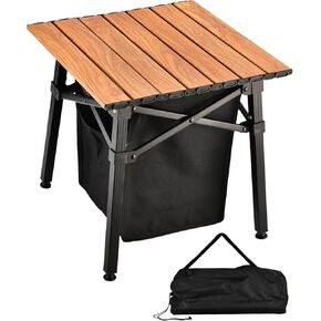 Aluminum Camping Side Table, Compact Folding Outdoor Table, Portable Beach Table with Carry Bag and Storage, Small Camp Table for Picnic, Hiking, Fishing, Grill,Camping(Black)