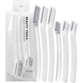 Whalrace Dermaplaning Tool, 4PCS Face Razors for Women, Premium Portable Eyebrow Razor, Facial Razors for Women Face- White & Transparent