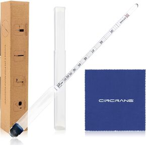 Circrane 0-200 Proof & Tralle Alcohol Hydrometer with Glass Test Jar Kit, Accurate Tester & Glass Cylinder for Liquor, Distilling Moonshine Alcoholmeter Set